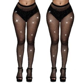 2Pcs Women's Glitter Tights, Sparkle Rhinestone FishnetsTights